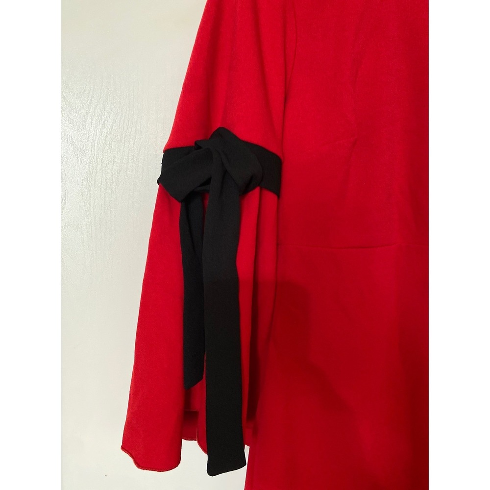Sami & Jo Red Bell Sleeve Bow Sheath Dress Women's 8 Boat Neck Knee Length - Picture 4 of 8